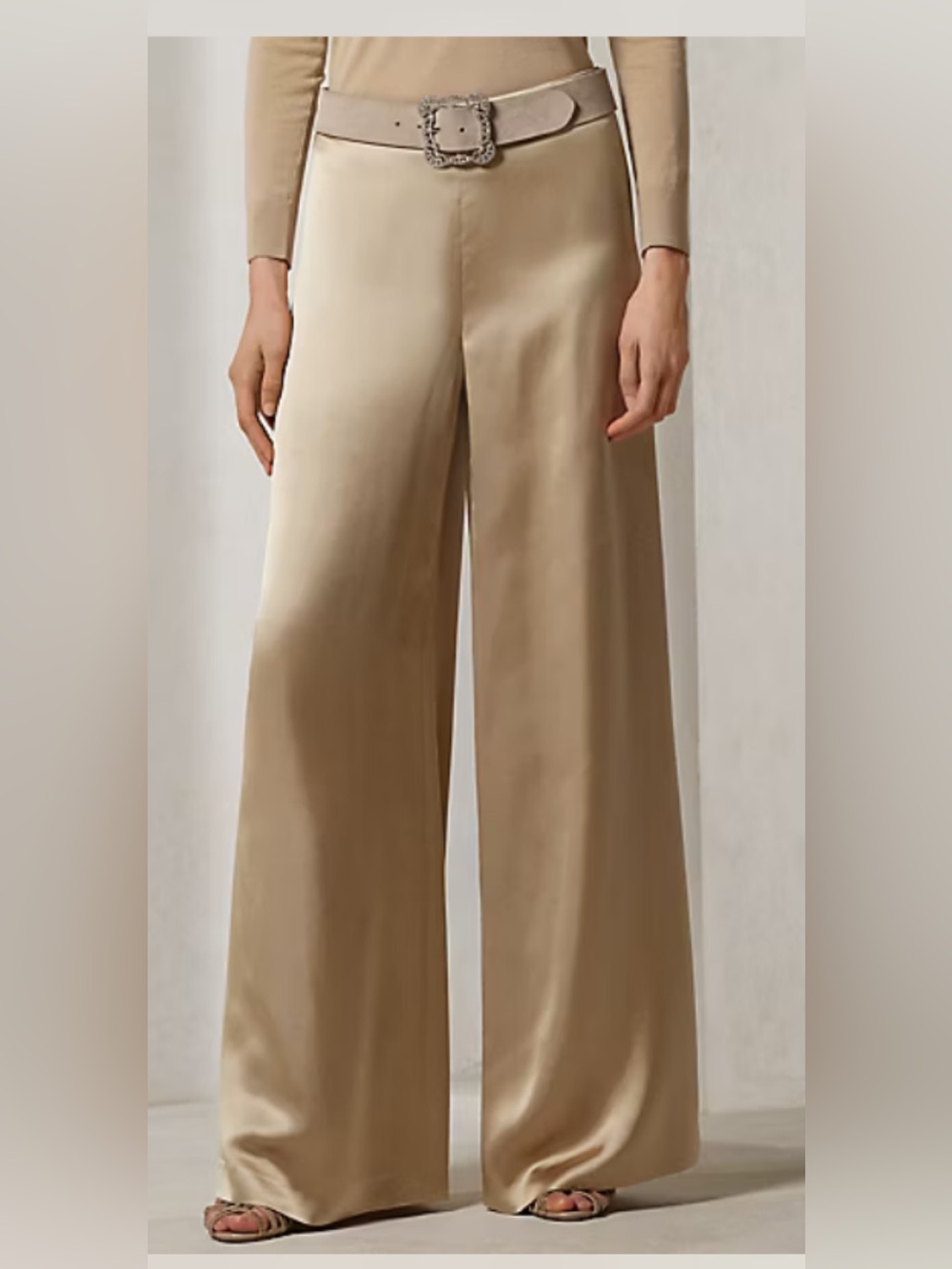 Ralph Lauren Purple Label Cream Daria Washed Satin Pants